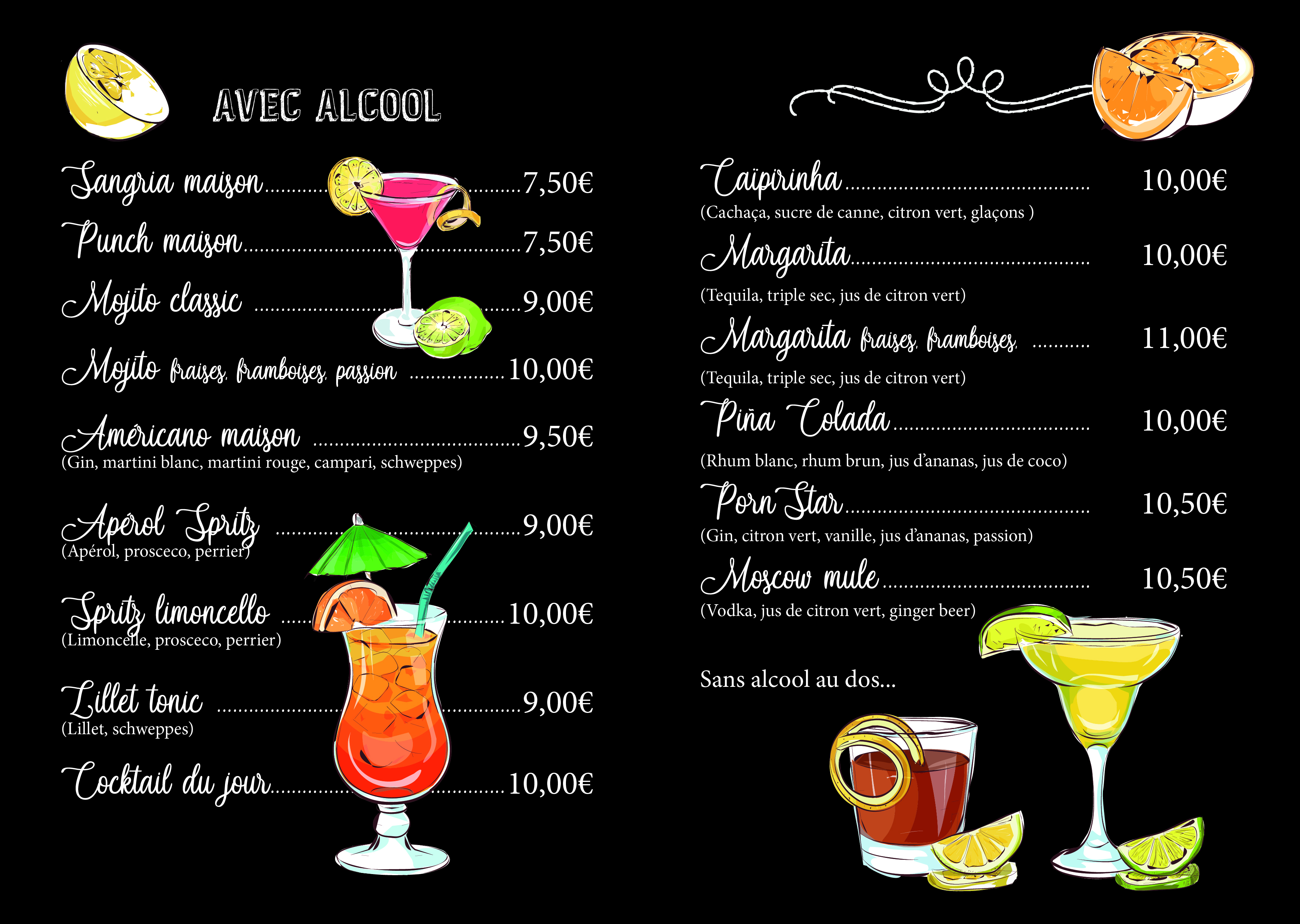 Cocktails avec alcool